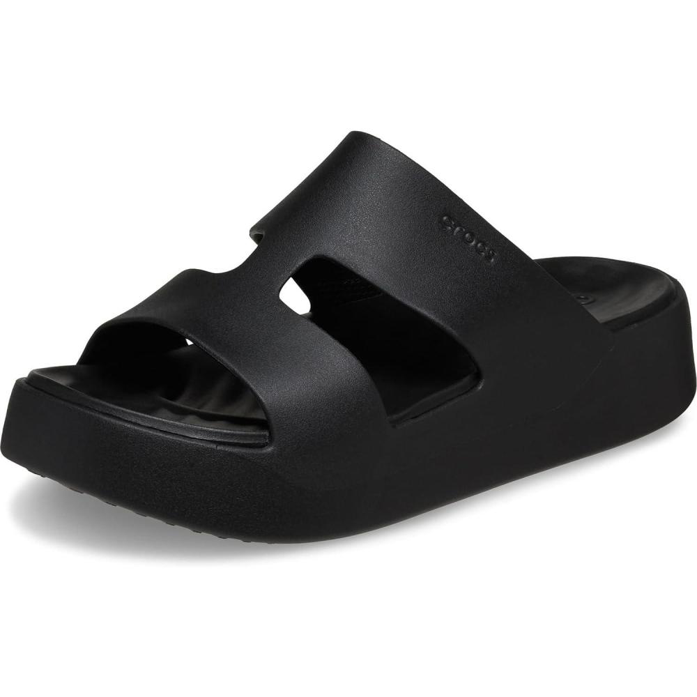 imageCrocs Womens Getaway Platform HStrap Wedge SandalsBlack