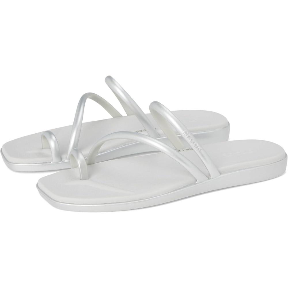 imageCrocs Womens Miami Toe Loop SandalsMetallic Silver