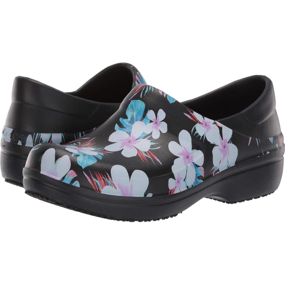 imageCrocs Womens Neria Pro II Clogs Slip Resistant Work Shoes for WomenTropical FloralBlack