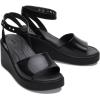 Crocs womens Brooklyn Ankle Strap Wedges(Black/Black High Shine)