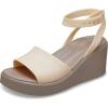 Crocs womens Brooklyn Ankle Strap Wedges(Shitake)
