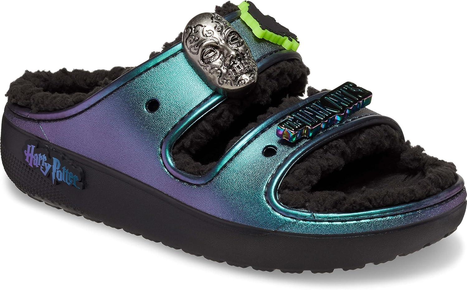 imageCrocs UnisexAdult Classic Harry Potter Cozzzy Sandals Fuzzy Platform SandalsBlack