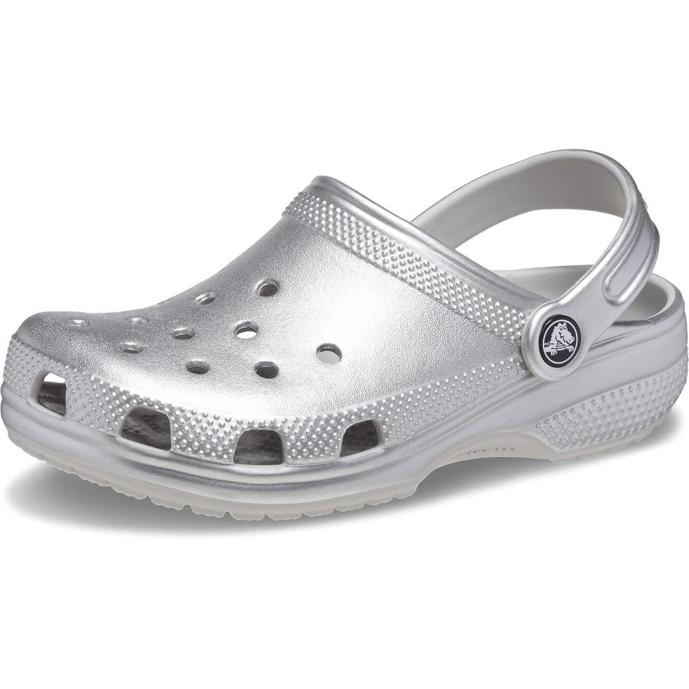 imageCrocs Kids Classic Glitter ClogsSilver Metallic