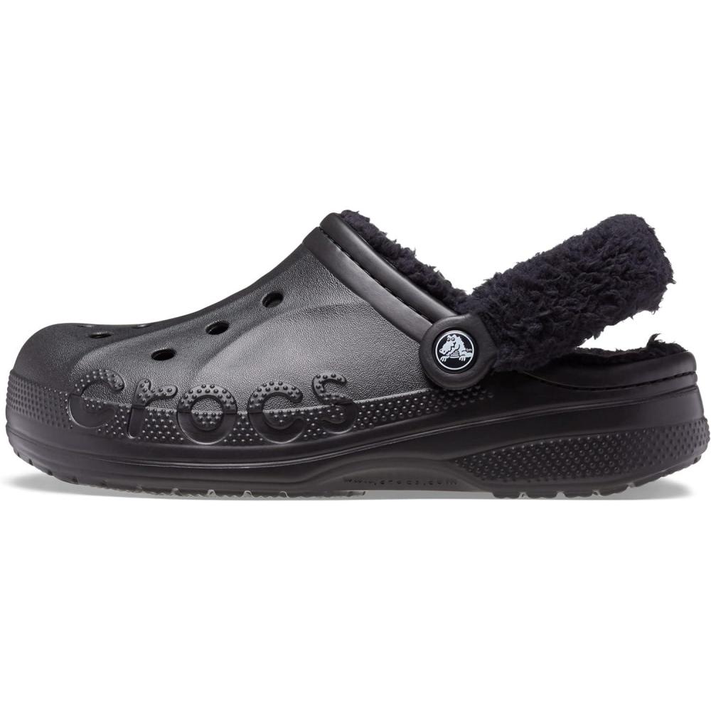 imageCrocs Unisex Adult Baya Lined Fuzz Strap ClogsBlackBlack