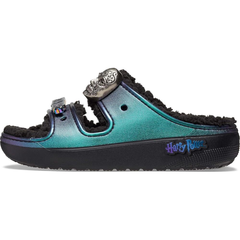 imageCrocs UnisexAdult Classic Harry Potter Cozzzy Sandals Fuzzy Platform SandalsBlack