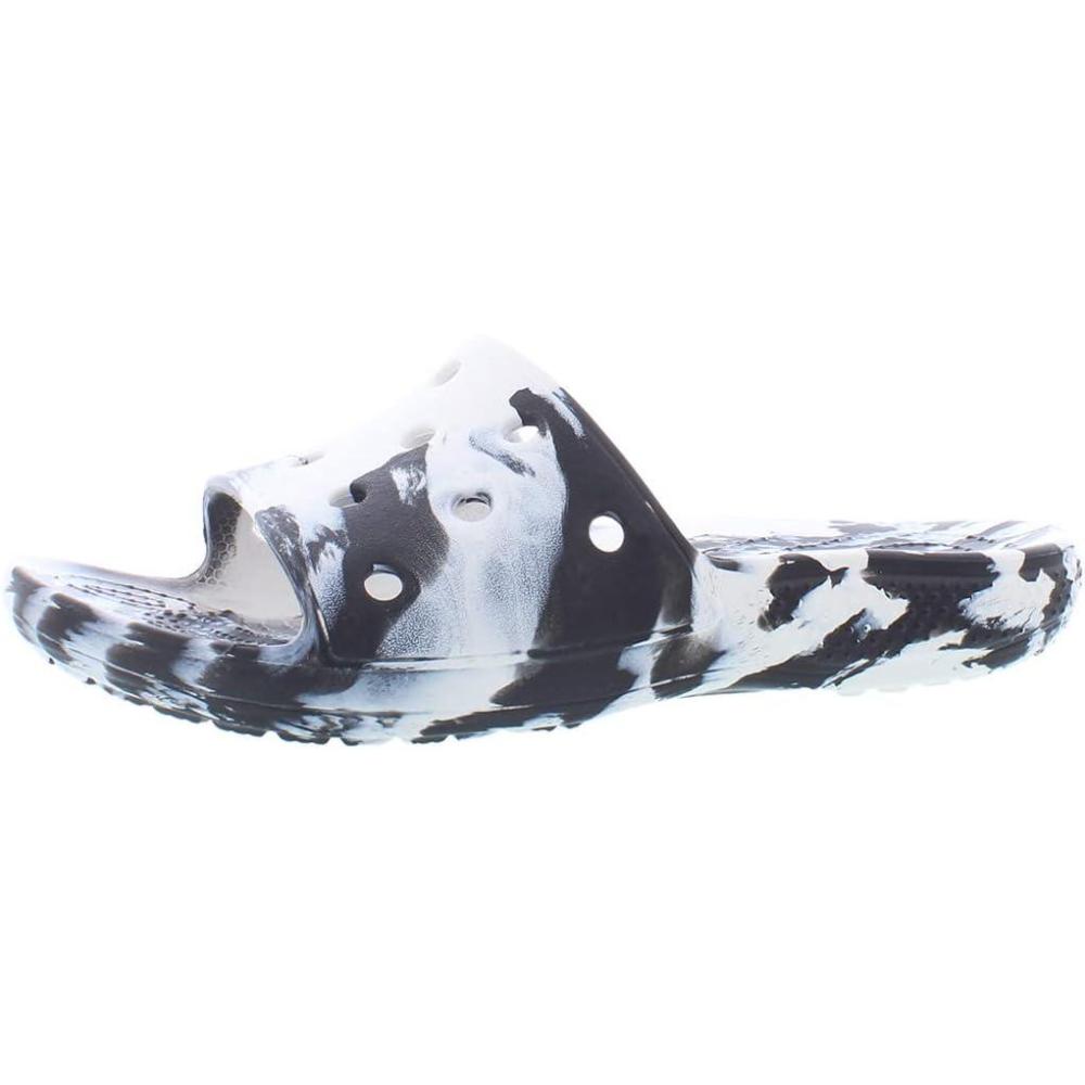 imageCrocs UnisexAdult Graphic Slide SandalWhiteBlack Marbled Tiedye
