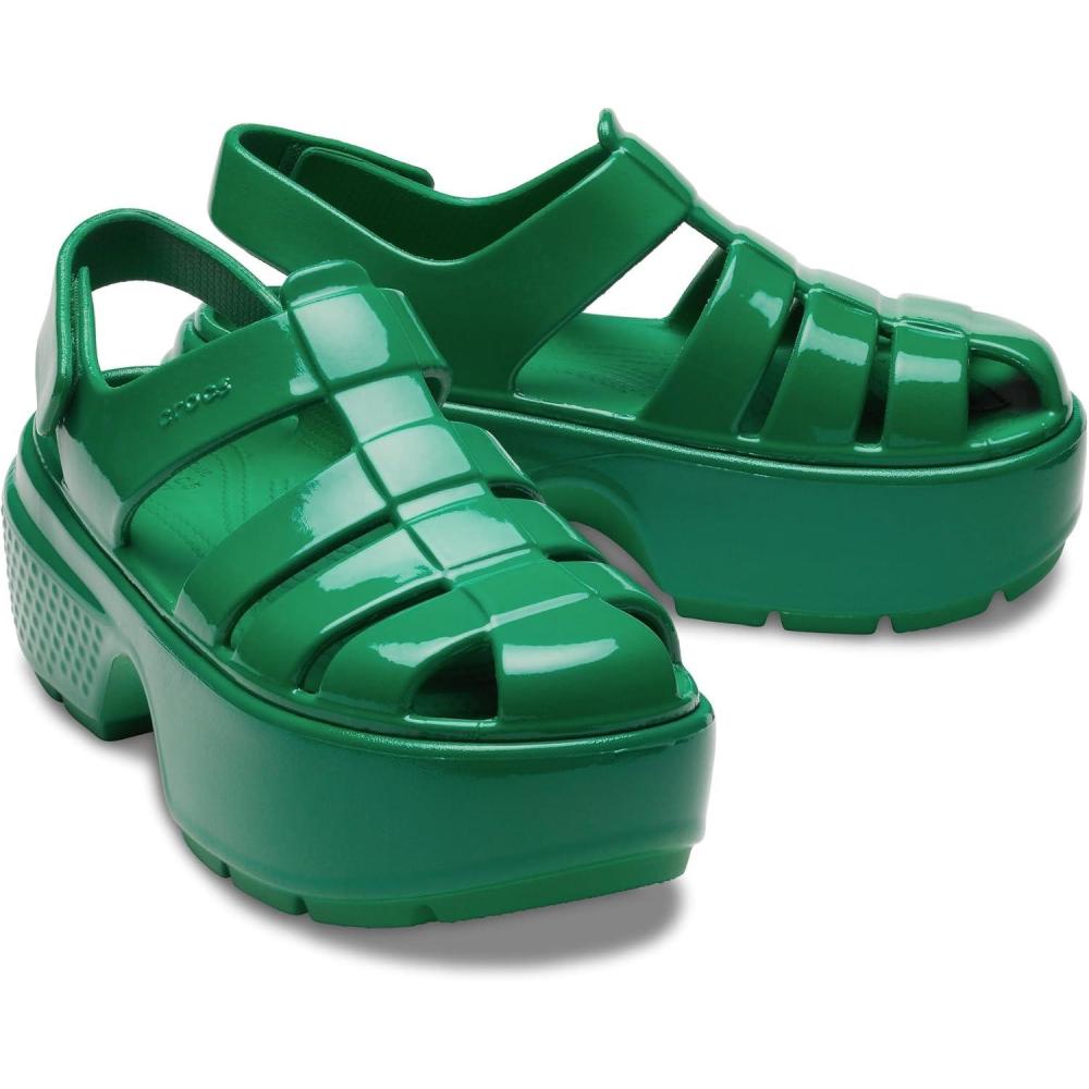 imageCrocs unisexadult Stomp Fisherman SandalGreen Ivy