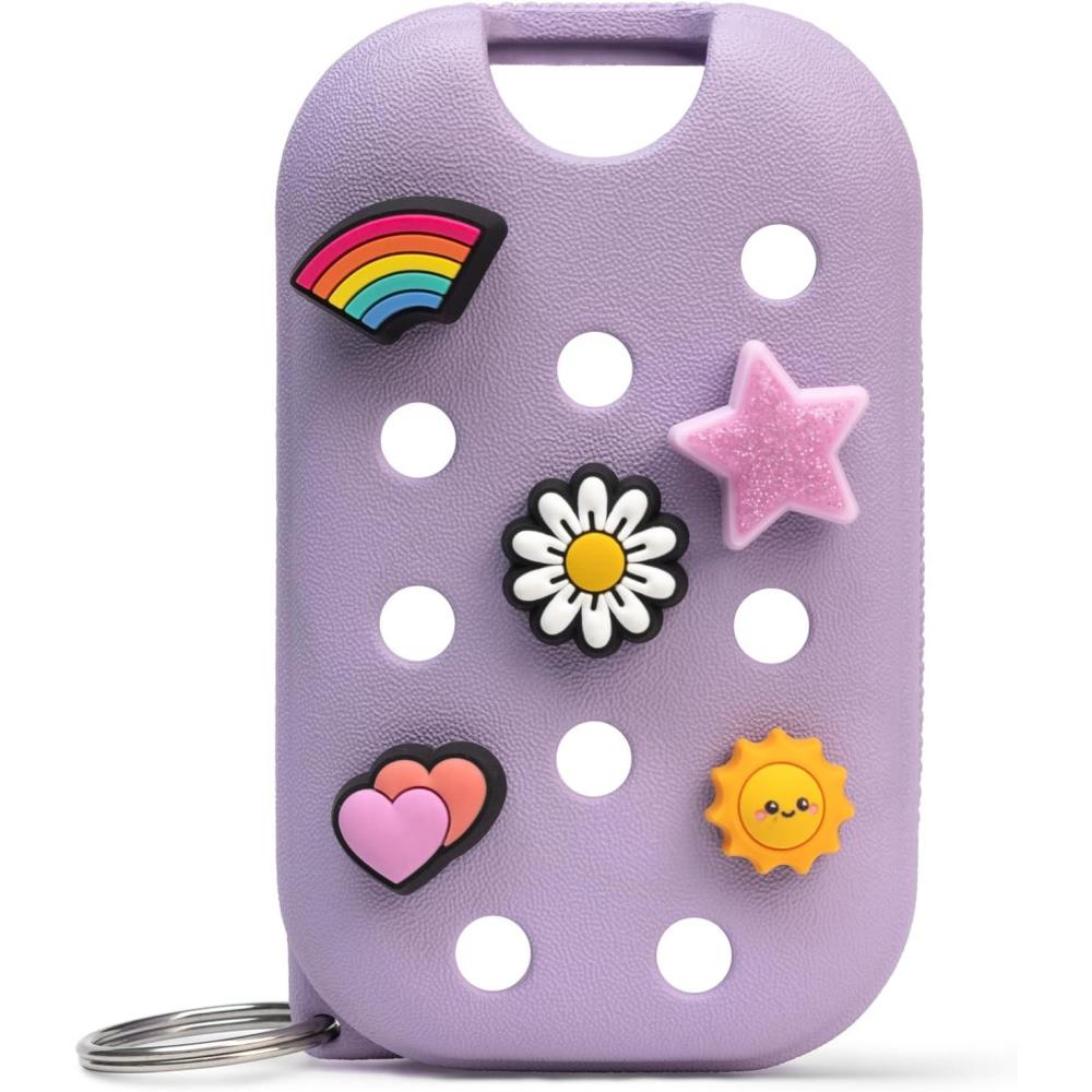 imageTouchland x Crocs Limited Edition Mist Case 1 Fl OZ Stylish Hand Sanitizer Spray Accessory with 5 JibbitzTM Charms and Keyring Pixie Lavender ColorPixie Lavender