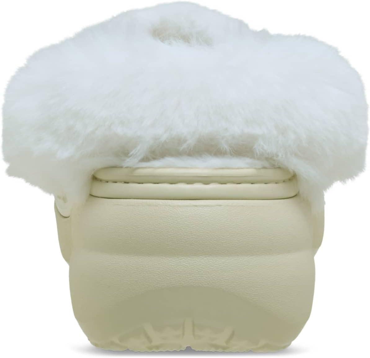 imageCrocs Womens Classic Platform FuzzLined ClogsBone Fuzzy