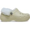 Crocs Women’s Classic Platform Fuzz-Lined Clogs(Bone Fuzzy)